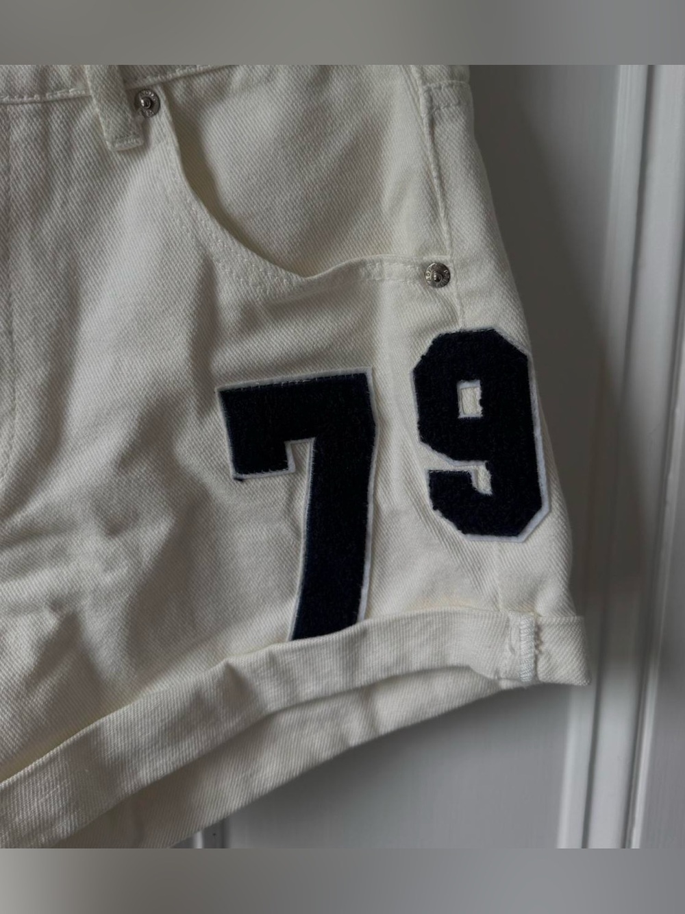 Adika White High-Waist Denim Shorts